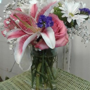 Stargazers And Pink Roses